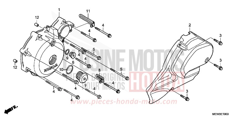 LEFT CRANKCASE COVER for Deauville ABS CARNELIAN RED METALLIC (R296) from 2011